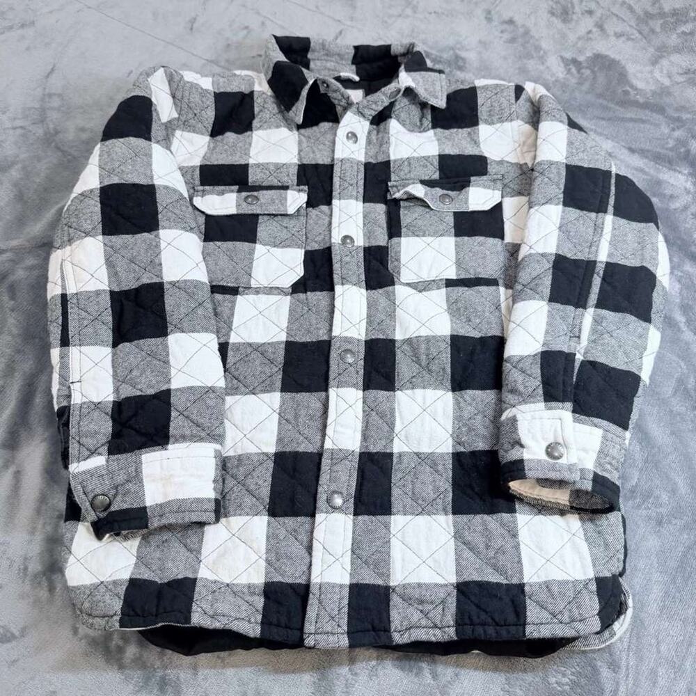 Gap Kids Sz XXL Black and White quilted Flannel Shirt Jacket Diamond Stitching